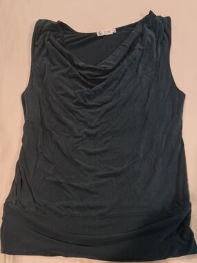 Carve Designs Cowl Neck Sleeveless Top - Dark Teal Lrg